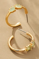 By Anthropologie Double Stone Midi Hoop Earrings