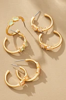 By Anthropologie Double Stone Midi Hoop Earrings