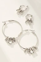 Crystal Charm Hoop Earrings, Set of 2
