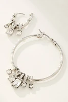 Crystal Charm Hoop Earrings, Set of 2