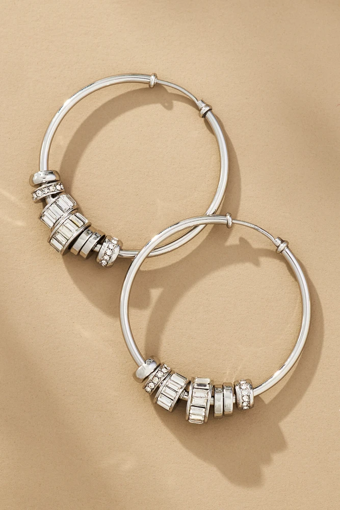 Crystal Charm Hoop Earrings