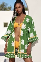 Conditions Apply Tie-Front Cotton-Linen Shawl