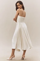 AMUR Juliett Strapless Pleated Asymmetric Midi Dress