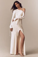 Shona Joy Nora Asymmetric Lace-Up Detail Maxi Dress