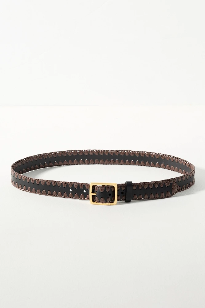 rag & bone Raffia Trim Boyfriend Leather Belt