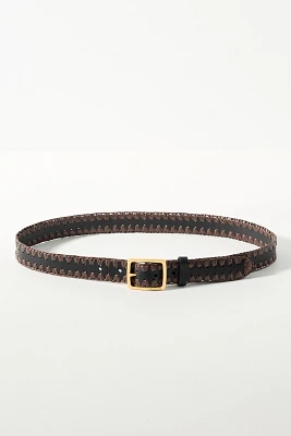 rag & bone Raffia Trim Boyfriend Leather Belt