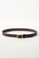rag & bone Raffia Trim Boyfriend Leather Belt