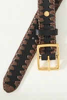 rag & bone Raffia Trim Boyfriend Leather Belt