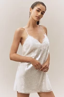 Retrofete Olive Sequin Lace V-Neck Mini Slip Dress
