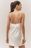Retrofete Olive Sequin Lace V-Neck Mini Slip Dress