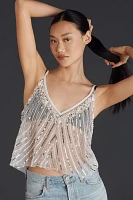 By Anthropologie Beaded Mermaid Sheer Cami