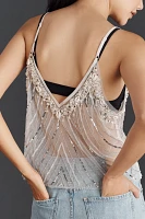By Anthropologie Beaded Mermaid Sheer Cami