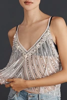 By Anthropologie Beaded Mermaid Sheer Cami