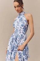 BHLDN High-Neck Printed Chiffon Maxi Dress