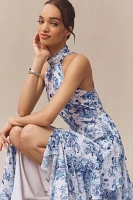BHLDN High-Neck Printed Chiffon Maxi Dress