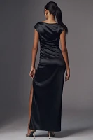 BHLDN Francesca High-Neck Stretch Satin Maxi Dress