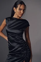 BHLDN Francesca High-Neck Stretch Satin Maxi Dress