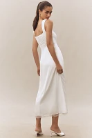 BHLDN Sleeveless Lace Corset Ruched A-Line Midi Dress