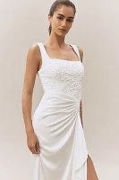 BHLDN Sleeveless Lace Corset Ruched A-Line Midi Dress