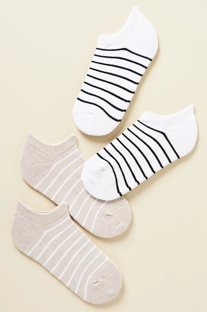 Athletic Stripe Ankle Socks, Set of 2