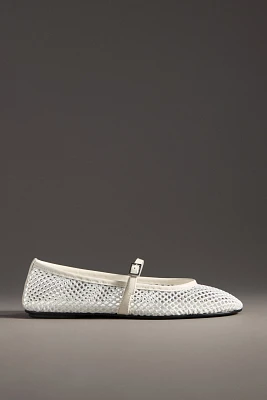 Black Suede Studio Mika Mesh Mary Jane Flats