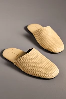Black Suede Studio Shiloh Raffia Mule Slides