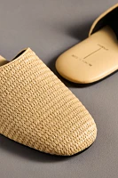 Black Suede Studio Shiloh Raffia Mule Slides