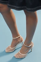 Black Suede Studio Millie 100 Woven Mesh Heels