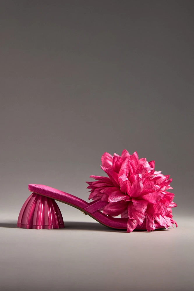 Cecelia New York Dahlia 3D Floral Square-Toe Block Heels
