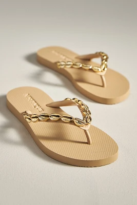 Mystique x Anthropologie Embellished Thong Sandals