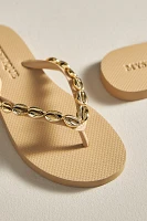 Mystique x Anthropologie Embellished Thong Sandals