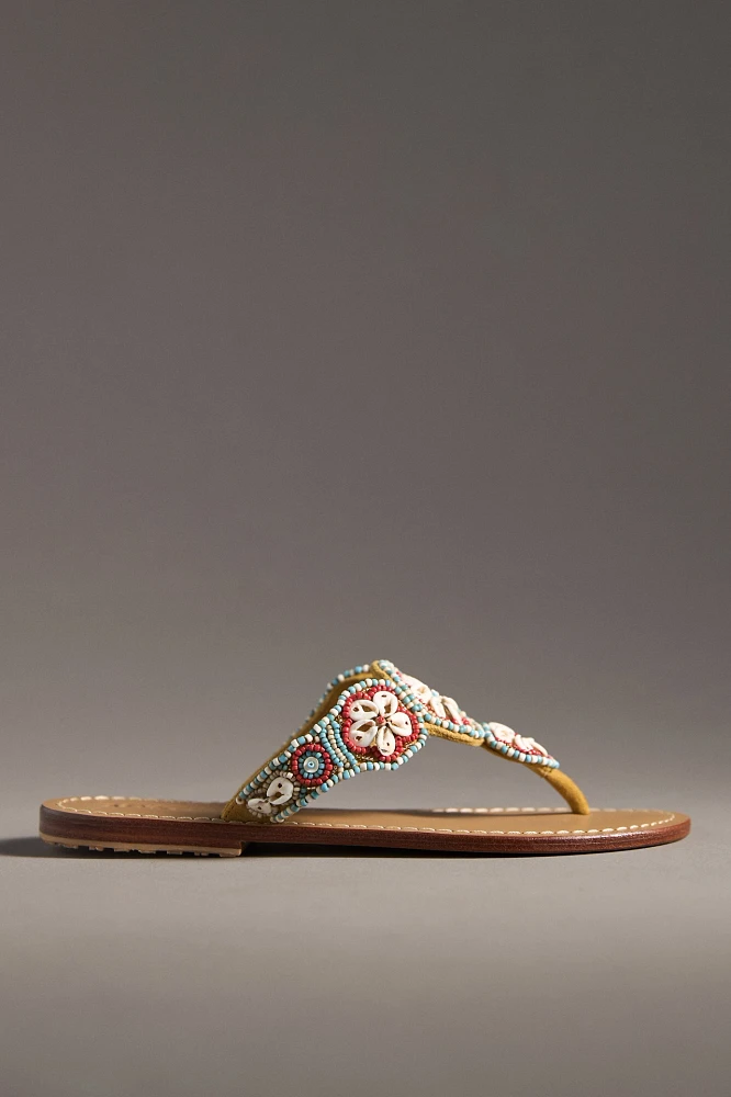 Mystique Shell-Embellished Thong Sandals