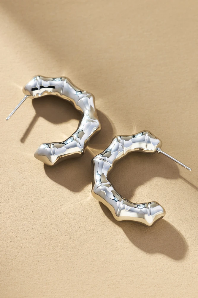 Metallic Bamboo Hoop Earrings