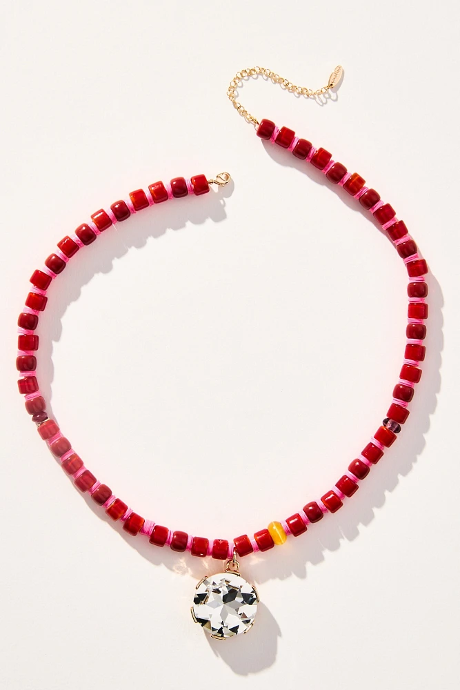 Crystal Pendant Beaded Necklace