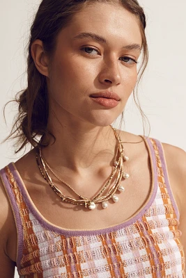 Delicate Pearl Metal Necklace