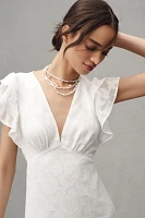 BHLDN Flutter-Sleeve V-Neck Floral Chiffon A-Line Maxi Dress
