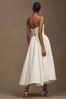 BHLDN Strapless Basque-Waist Lace-Up Fit & Flare Midi Dress