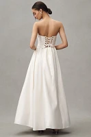 BHLDN Strapless Corset Jacquard A-Line Maxi Dress