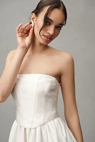 BHLDN Strapless Corset Jacquard A-Line Maxi Dress