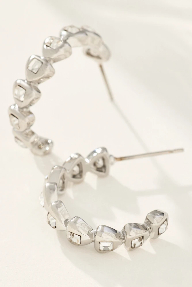Textured Crystal Hoop Earrings