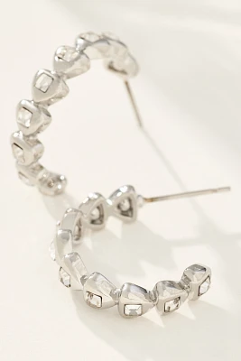 Textured Crystal Hoop Earrings