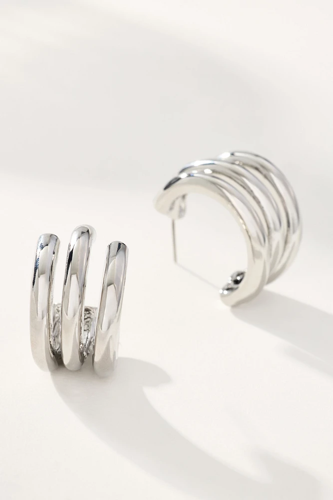 Triple Lined Hoop Earrings