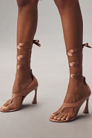 Jeffrey Campbell Ysabela-R Ankle-Wrap Sculted-Heel Thong Sandals