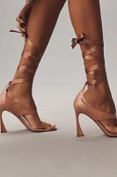 Jeffrey Campbell Ysabela-R Ankle-Wrap Sculted-Heel Thong Sandals