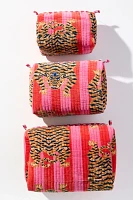 Tiger Stripe Velvet Travel Bags, Set of 3