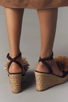 Paloma Barcelo Carlina Raffia Flower Platform Wedge Heels