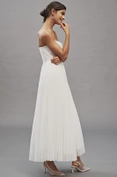 Hutch Amara Corset Pleated Tulle Fit & Flare Midi Dress