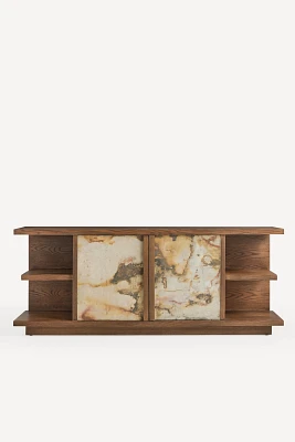 Slate Oak Wood Media Console