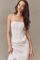 Significant Other Sofiya Strapless Lace Draped Satin Maxi Dress