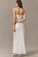 Significant Other Sofiya Strapless Lace Draped Satin Maxi Dress